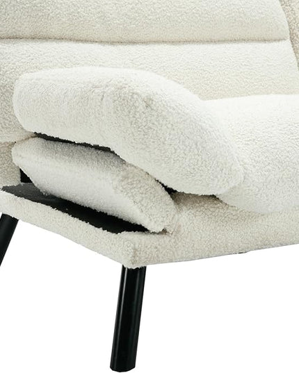 70.08" Modern Upholstered 2 Seaters Soft with Metal Feet,Accent Deep Seat Loveseat Double Sofas Couch w/Convertible Bed,for Dorm,Apartment,Studio,Office,White Teddy - LeafyLoom