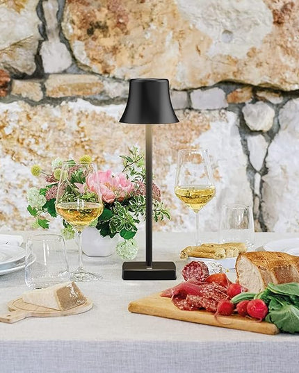 2 Pack LED Cordless Table Lamps Rechargeable,5000mAh Battery Operated Table Light,3 Color Stepless Dimming,Portable Small Desk Lamp in Aluminum for Party Patio Restaurant Indoor/Outdoor(Black) - LeafyLoom