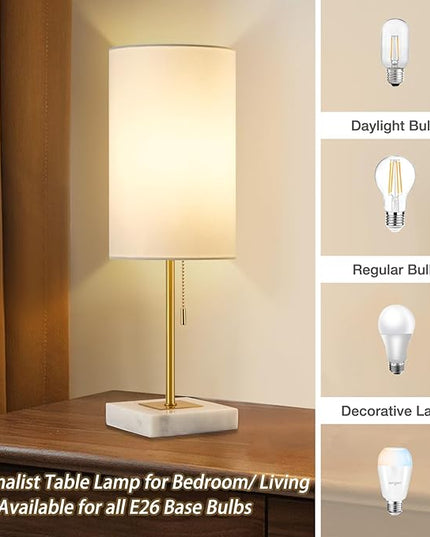 Luvkczc Minimalist Marble Table Lamp Set of 2 for Mens Room Table Decor - LeafyLoom