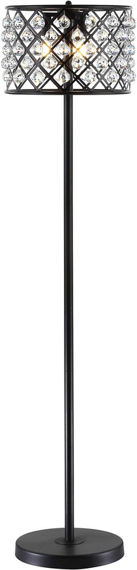 JONATHAN Y JYL9000B Elizabeth 60" Crystal/Metal LED Floor Lamp, Contemporary, Modern, Transitional, Elegant, Office, Living Room, Family Room, Dining Room, Bedroom, Hallway, Foyer, Bronze/Clear - LeafyLoom