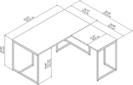 Bush Business Furniture Office by Kathy Ireland Method L Shaped Desk with 30W Return, 60W, White - LeafyLoom