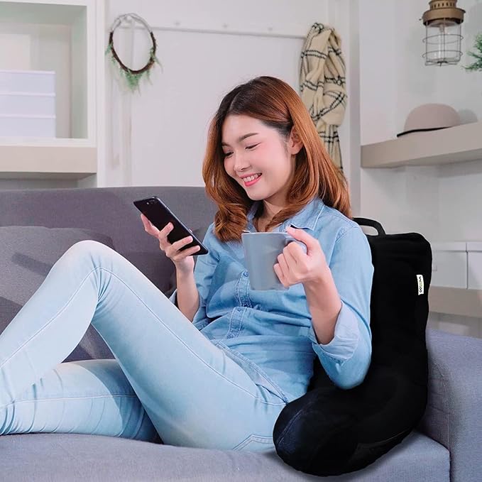 Reading Pillow Sitting Up in Bed Backrest Support Large Adult Back Wedge for Watching TV Bedrest Gerd Heartburn Recovery Snoring Made in The USA 100% Memory Foam w/Removable Washable Cover - LeafyLoom