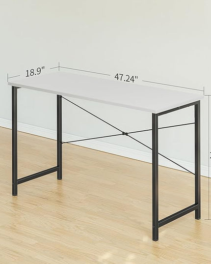 CubiCubi Computer Desk, 47 inch Home Office Desk, Modern Simple Style PC Table for Home, Office, Study, Writing, White - LeafyLoom