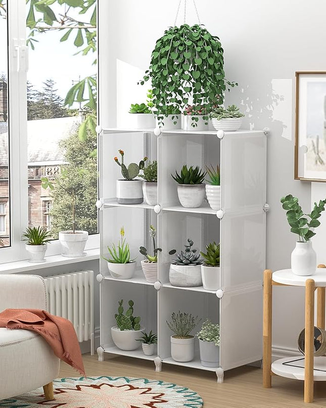 FUNLAX Cube Storage, 6 Storage Cubes Closet Organizers and Storage Portable Cube Storage Organizer Plastic Bookshelf Bookcase for Study Room, Bedroom, Office, White - LeafyLoom