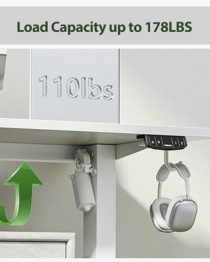 L Shaped Standing Desk Adjustable Height, Electric Corner Standing Desk, 63 x 55 inch Sit Stand Computer Table with Splice Board, White - LeafyLoom
