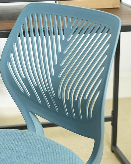 FurnitureR Writing Task Chair for Teens Boys Girls 360 Rolling Wheels Fabric Soft Pad Seat Breathable Backrest, Height Adjustable Liftup 29.5"-34.3",Blue Fabric - LeafyLoom