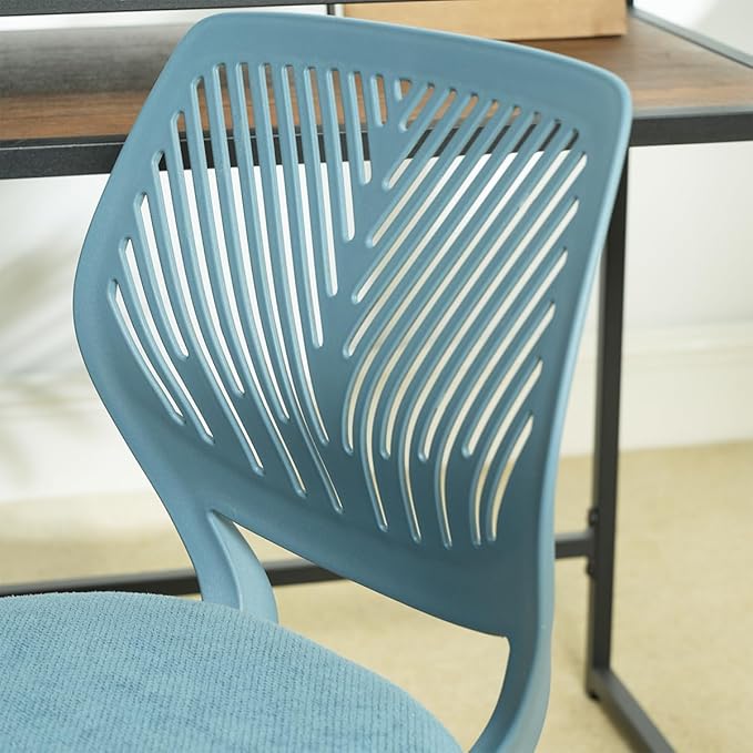 FurnitureR Writing Task Chair for Teens Boys Girls 360 Rolling Wheels Fabric Soft Pad Seat Breathable Backrest, Height Adjustable Liftup 29.5"-34.3",Blue Fabric - LeafyLoom