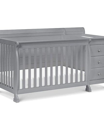 DaVinci Kalani 4-in-1 Convertibe Crib and Changer Combo in Gray - LeafyLoom