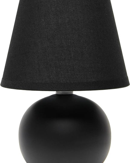 Simple Designs LT2008-BLK Mini Ceramic Globe Table Lamp with Matching Fabric Shade, Black - LeafyLoom