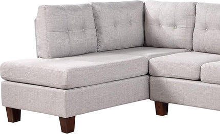 Living Room L-Shape Sectional Sofa with Left Facing Chaise, Linen Upholstered Reversible Corner Couch for Home, Small Space, Apartment, Light Gray, 97 Inch - LeafyLoom
