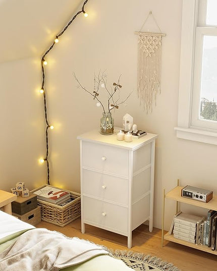 BOLUO White Night Stand with Drawers 3 Drawer Dresser for Bedroom, Tall Nightstand for Closet Dorm Modern Bedside Table - LeafyLoom