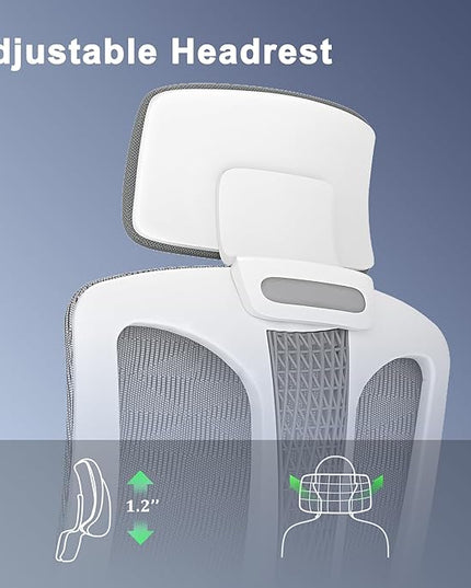 Ergonomic Mesh Office Chair, Computer Desk Chair with 3D Armrests, Adjustable Lumbar Cushion & Adjustable Headrest, High Back Home desk Chair with Tilt Function, Mesh Backrest & Seat - LeafyLoom