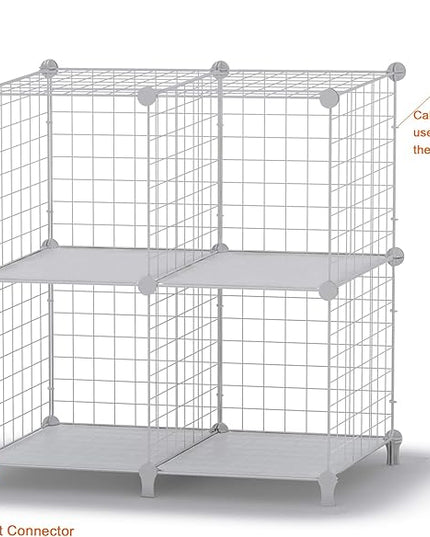 HOMIDEC Wire Cube Storage, Storage Shelves 4 Cube Bookshelf Bookcase Closet Organizer and Storage, Wire Storage Shelves Multi-Use DIY Storage Cube Shelf for Books, Toys, Clothes, Tools - LeafyLoom