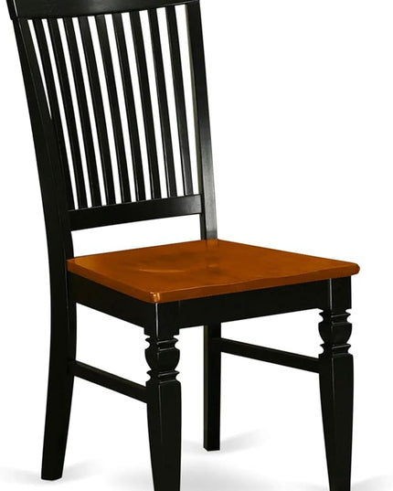 East West Furniture WEC-BCH-W Weston Dining Chairs - Slat Back Wooden Seat Chairs, Set of 2, Black & Cherry - LeafyLoom