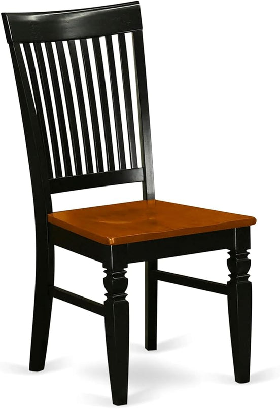 East West Furniture WEC-BCH-W Weston Dining Chairs - Slat Back Wooden Seat Chairs, Set of 2, Black & Cherry - LeafyLoom