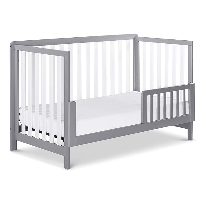 Carter's by DaVinci Colby 4-in-1 Low-Profile Convertible Crib in Grey and White, Greenguard Gold Certified - LeafyLoom