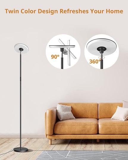 LEPOWER Bright Floor Lamp, LED Torchiere Floor Lamps for Living Room, 3500LM Standing Floor Lamp with 5 Color 5 Brightness, Tall Pole Light for Bedroom, Office White - LeafyLoom