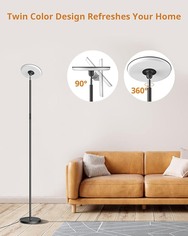 LEPOWER Bright Floor Lamp, LED Torchiere Floor Lamps for Living Room, 3500LM Standing Floor Lamp with 5 Color 5 Brightness, Tall Pole Light for Bedroom, Office White - LeafyLoom