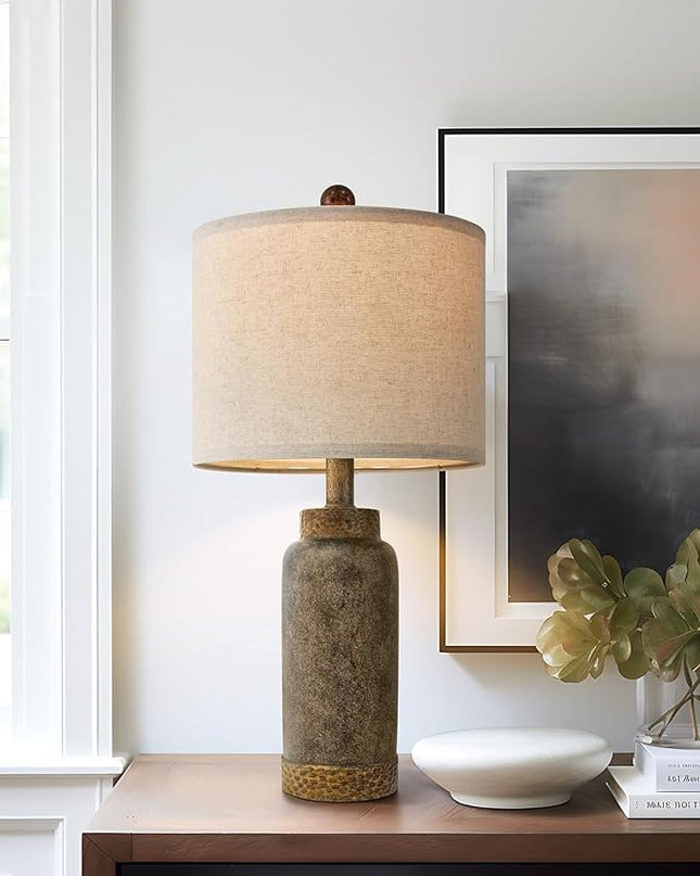 Table Lamp for Bedroom Living Room 20.25" Farmhouse Rustic Vintage Small Lamps Bedside Nightstand Light Home Office Desk Retro Mysterious East Style Deco (Antique Black) - LeafyLoom