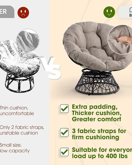 Bme Papasan Chair, Silver clound - Black Base - LeafyLoom