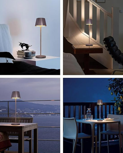 Modern LED Cordless Table Lamp,5200mAh Rechargeable Desk Lamp with Stepless Dimming, Touch Waterproof Night Light for Bedroom Outdoor Bar RV Kitchen (Purplish-Brown, 3000K, Warm White) - LeafyLoom