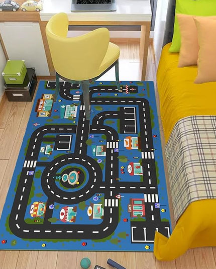 Analog ABC Kids Rug Playroom Car Rug Play Mat City Life Road Rug for Cars Fun City Map for Carpet for Bedroom Boys (39 * 59 inches, Hope City) - LeafyLoom