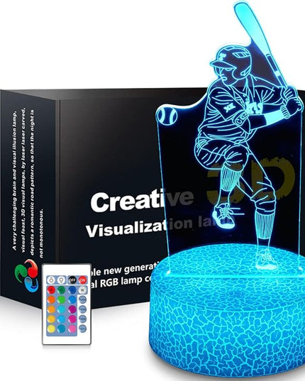 Baseball Night Light,Baseball Gifts for Boy, 3D Baseball Lamp,Kids Bedside Lamp,16 Color Change Decor Lamp with Remote & Smart Touch, Gifts for Christmas Birthday Boys Men Girls - LeafyLoom