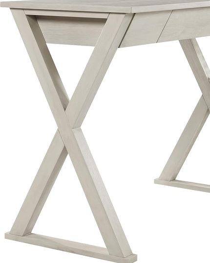 OSP Home Furnishings Marna Modern Writing Home Office Desk with Drawer, Weathered White Finish - LeafyLoom