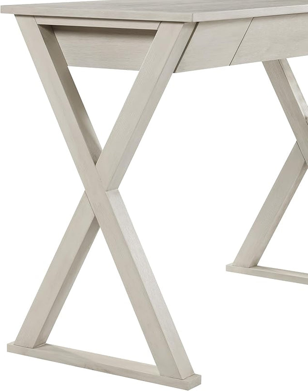 OSP Home Furnishings Marna Modern Writing Home Office Desk with Drawer, Weathered White Finish - LeafyLoom