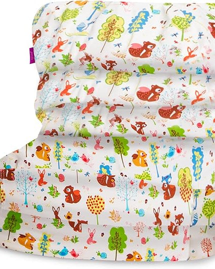 Posh Creations Structured Comfy Bean Bag Chair for Gaming, Reading, and Watching TV, Laguna Lounger, Canvas - Forest Critters on White - LeafyLoom