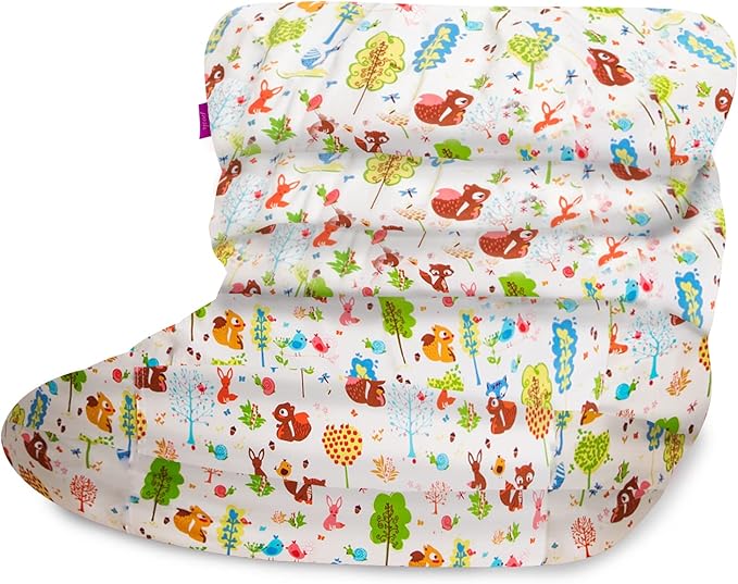 Posh Creations Structured Comfy Bean Bag Chair for Gaming, Reading, and Watching TV, Laguna Lounger, Canvas - Forest Critters on White - LeafyLoom