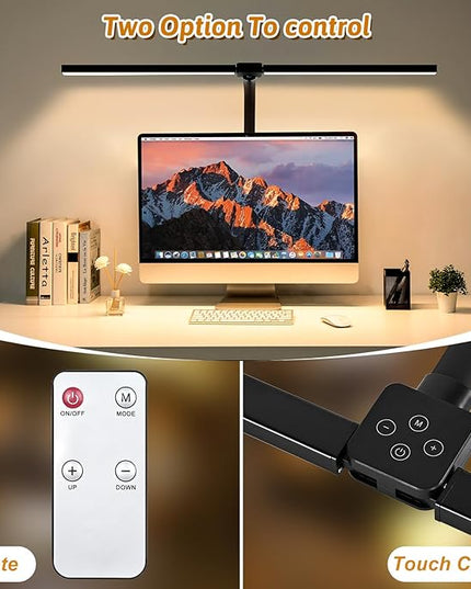 Double Head LED Desk Lamp with Anti-Glare Cover Computer Desk Lamp for Home Office 24W Brightest Desk Light Office Lamp for Workbench Drafting Architect with Clamp and Base - LeafyLoom