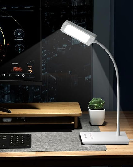 TROND LED Desk Lamp for Home Office, 3 Color Modes 7 Brightness, Dimmable Table Lamp, Eye Caring Reading Light, Gooseneck, Touch Control, 900LM Bright Desk Light for Study Task Dorm Room Essentials - LeafyLoom