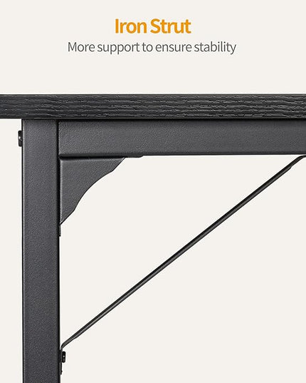 CubiCubi Computer Desk, 63" Study Writing Table for Home Office, Modern Simple Style PC Desk, Black - LeafyLoom