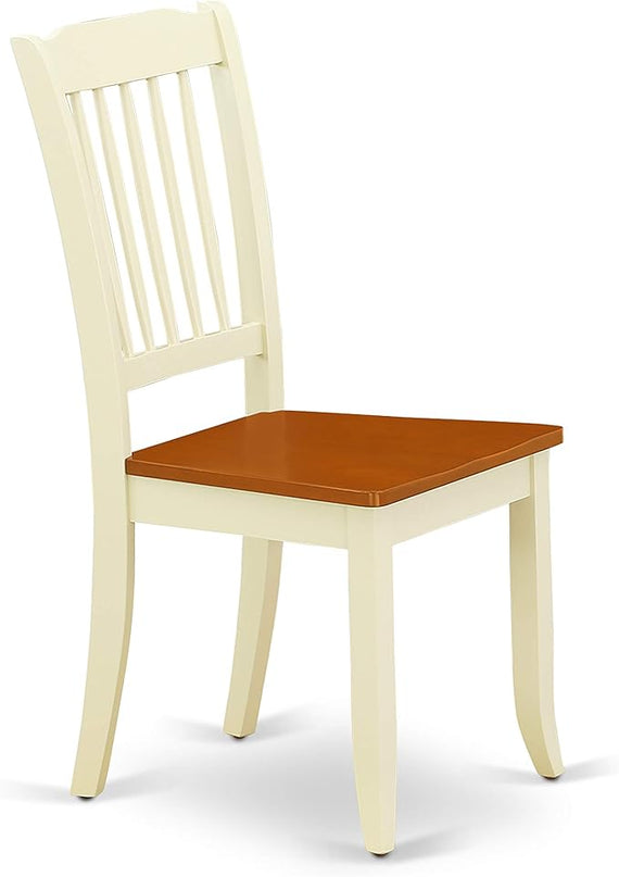 East West Furniture ANDA5-BMK-W Antique 5 Piece Set Includes a Round Kitchen Table with Pedestal and 4 Dining Chairs, 36x36 Inch - LeafyLoom