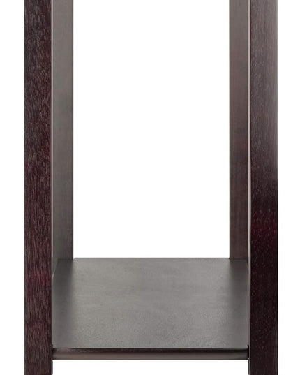 Winsome Genoa Rectangular Coffee Table with Glass Top and Shelf & Genoa Occasional Table, Dark Espresso - LeafyLoom