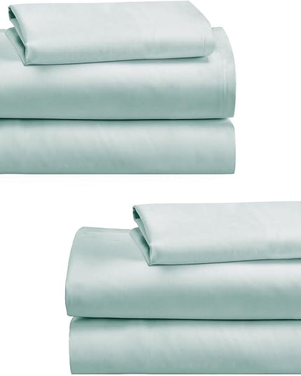 California Design Den 100% Cotton 2-Pack Twin XL Sheet Sets, Soft & Durable Extra Long Twin Bed Sheets Cotton with Deep Pockets, Twin XL Sheets with Sateen Weave, Cooling Sheets (Seafoam) - LeafyLoom