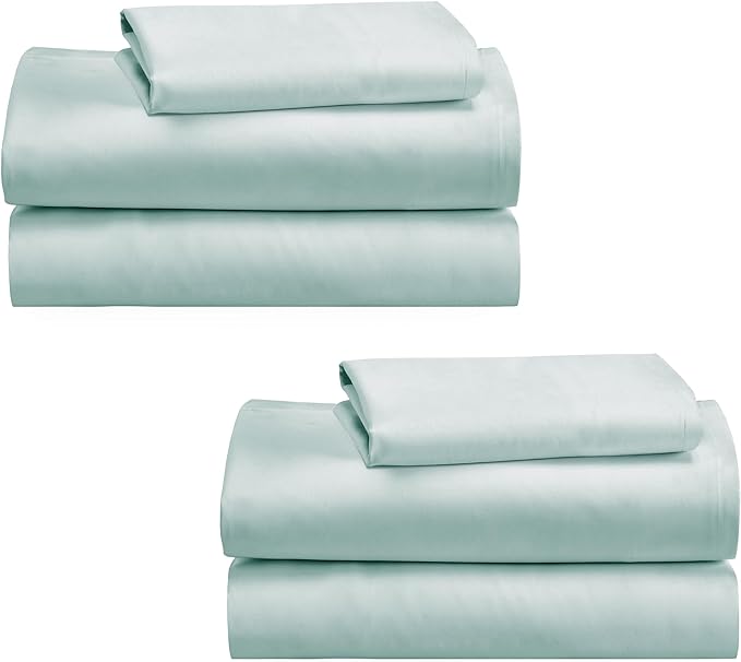 California Design Den 100% Cotton 2-Pack Twin XL Sheet Sets, Soft & Durable Extra Long Twin Bed Sheets Cotton with Deep Pockets, Twin XL Sheets with Sateen Weave, Cooling Sheets (Seafoam) - LeafyLoom