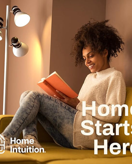 3 Light Floor Lamp Adjustable Standing Lamp for Living Room, Bedroom and Office, 60W Bright Spotlight Lighting - Rotating Swivel Corner Light for Reading, Modern Tree Lamps (White) - LeafyLoom