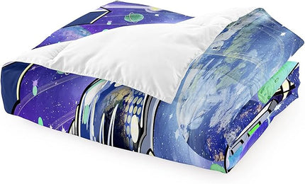 Astronaut Comforter Twin for Teens Boys Kids Girls Universe Outer Space Bedding Set Themed Astronaut Printed Pattern Kids Comforter for Boys Bedroom Decor, 1 Comforter 1 Pillowcases - LeafyLoom
