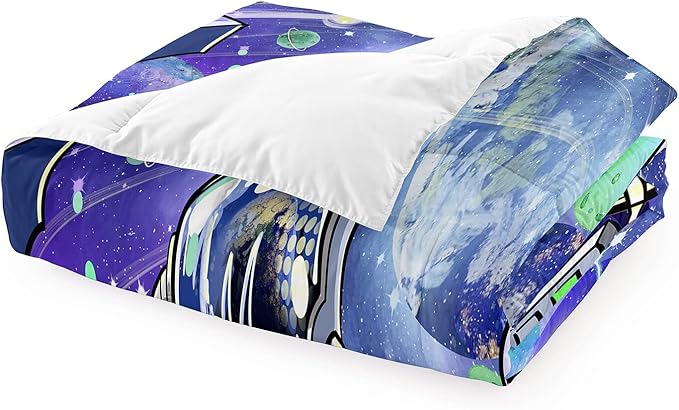 Astronaut Comforter Twin for Teens Boys Kids Girls Universe Outer Space Bedding Set Themed Astronaut Printed Pattern Kids Comforter for Boys Bedroom Decor, 1 Comforter 1 Pillowcases - LeafyLoom