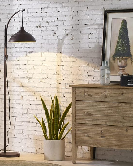 WOXXX Industrial Floor Lamp Modern Rustic Task Floor Lamp in Aged Bronze Finish, Standing Lamp farmhouse arc floor lamps for Living room Bedrooms Office Vintage arched bright tall Reading lamp - LeafyLoom
