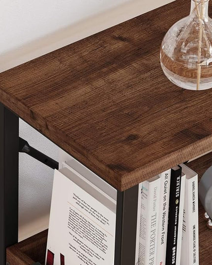 BON AUGURE Rustic Console Table with Shelves, 3 Tier Sofa Table Behind Couch for Living Room, Wood Metal Entryway Table for Hallway, Foyer, Entrance (47 Inch, Rustic Oak) - LeafyLoom