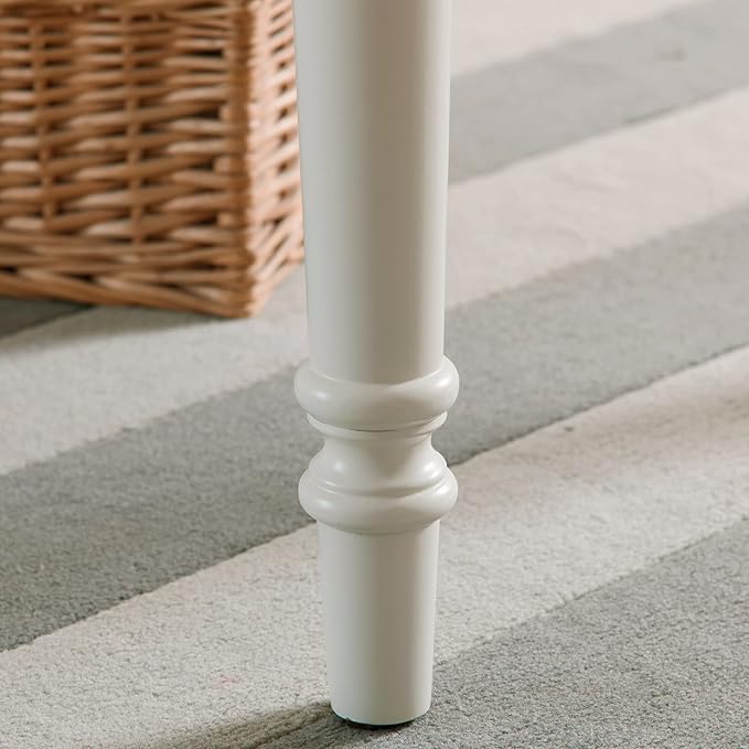 Leick Home Cottage White Turned leg Laptop Desk with Center Drawer, White - LeafyLoom