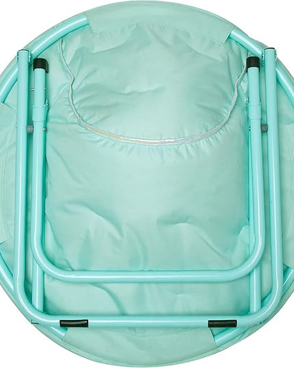Faux Fur with Holographic Trim Foldable Saucer Chair, Teal - LeafyLoom