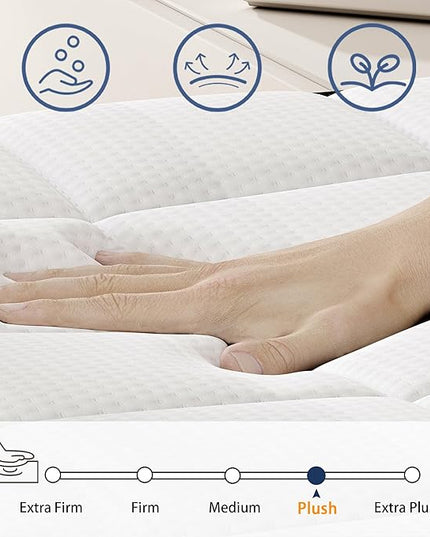 California King Mattress, 12 Inch Hybrid Cal King Mattress in a Box, Memory Foam and Pocket Springs, 3 Coils Strong Edge Support, Pressure Relief - LeafyLoom