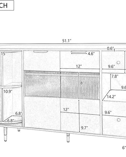 51.1" Rotating Storage Cabinet Sideboard with 2 Doors of Tempered Changhong Glass and 2 Drawers,Wooden Console Table,w/Built-in Shelves & Turntable,for Living Room,Gray - LeafyLoom