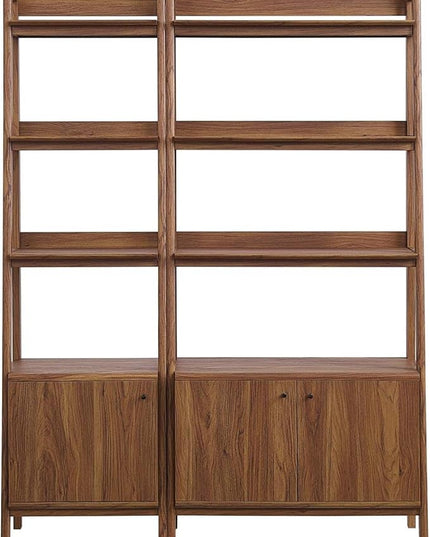 Modway Bookshelf Display Cases in Walnut - Set of 2 - LeafyLoom