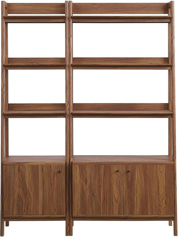 Modway Bookshelf Display Cases in Walnut - Set of 2 - LeafyLoom