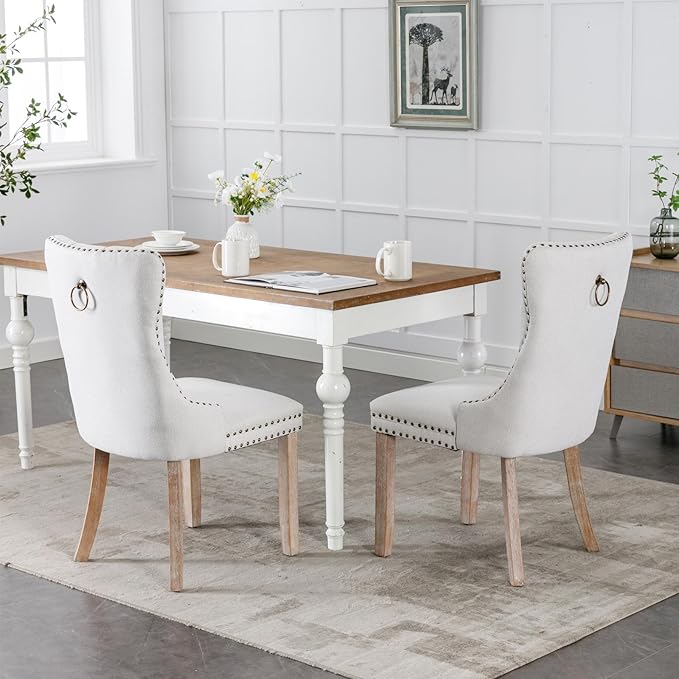 NicBex Haerin-SD-00110-LWJ Dining Chairs, 25.5"x19.7"x37.4", Natural Beige - LeafyLoom